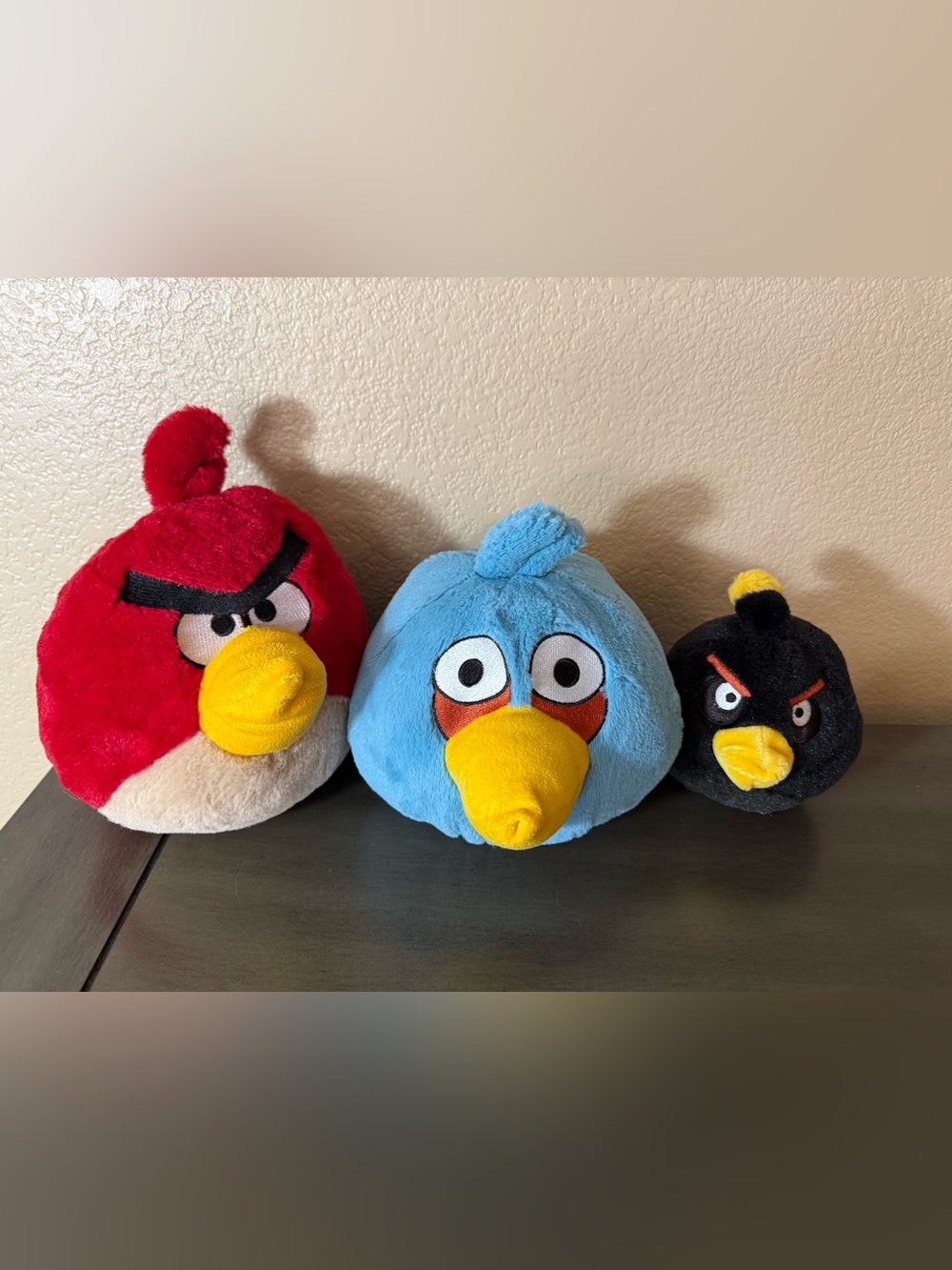Angry Birds Plush Lot Red Blue Bomb Bird Stuffed Animals 3 Pc